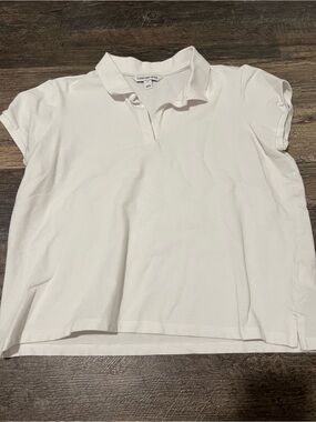 Calvin Klein White Cropped Polo Top